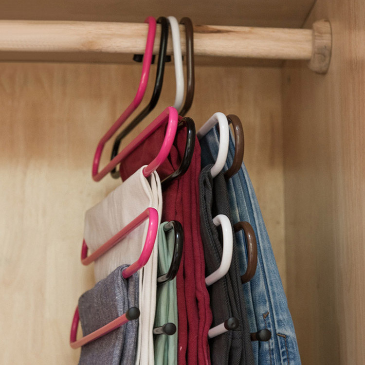 Wardrobe Multi-Functional S-Type Magic Iron Pants Rack Multi-Layer Non-Slip Pants Clip Men's And Women's Clothes Rack Multi-Purpose Scarf Rack Application Scenario