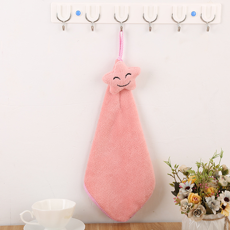 Coral Velvet Hand Towel Cartoon Kitchen Cleaning Towel Dish Towel Household Hanging Hand Towel Star Small Rag Cartoon Towel Cartoon Hand Towel Specification drawing