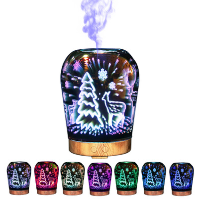 3D vase-shaped aroma-scented humidifier Creative Christmas candlestick glass LED night light
