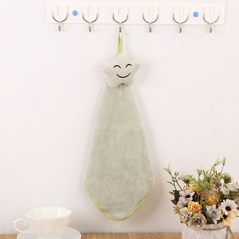 Coral Velvet Hand Towel Cartoon Kitchen Cleaning Towel Dish Towel Household Hanging Hand Towel Star Small Rag Cartoon Towel Cartoon Hand Towel details Picture