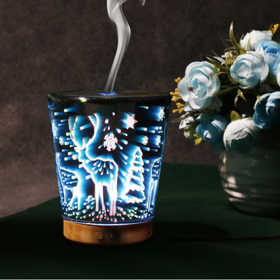 3D香薰机加湿器家用超声波创意香薰灯七彩小夜灯