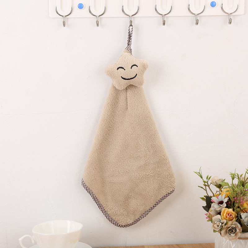 Coral Velvet Hand Towel Cartoon Kitchen Cleaning Towel Dish Towel Household Hanging Hand Towel Star Small Rag Cartoon Towel Cartoon Hand Towel Application Scenario