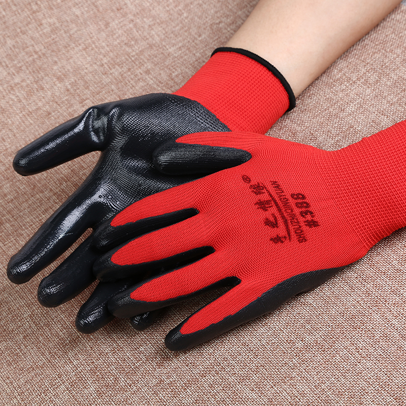 Hand Love Thirteen Needle Nylon Nitrile Oil Impregnated Rubber Anti-Slip And Wear Resistant Comfortable Labor Protection Gloves details Picture