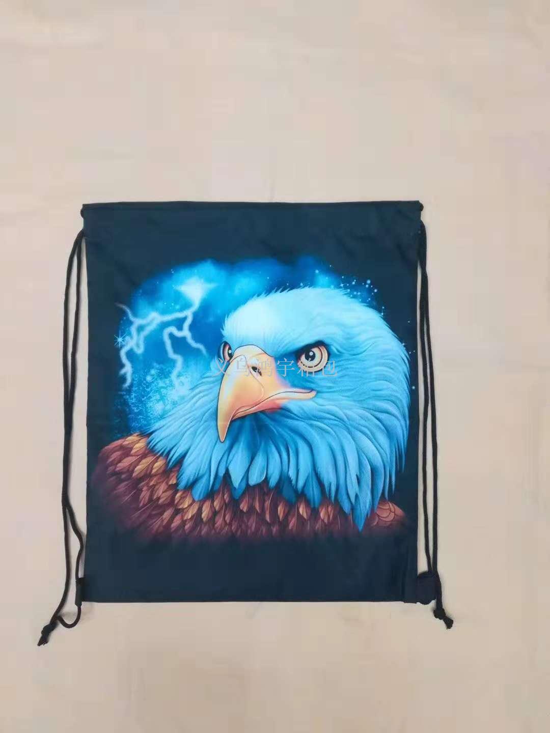 210d涤纶袋 扣绳束口袋亚马逊动漫印花购物袋速卖