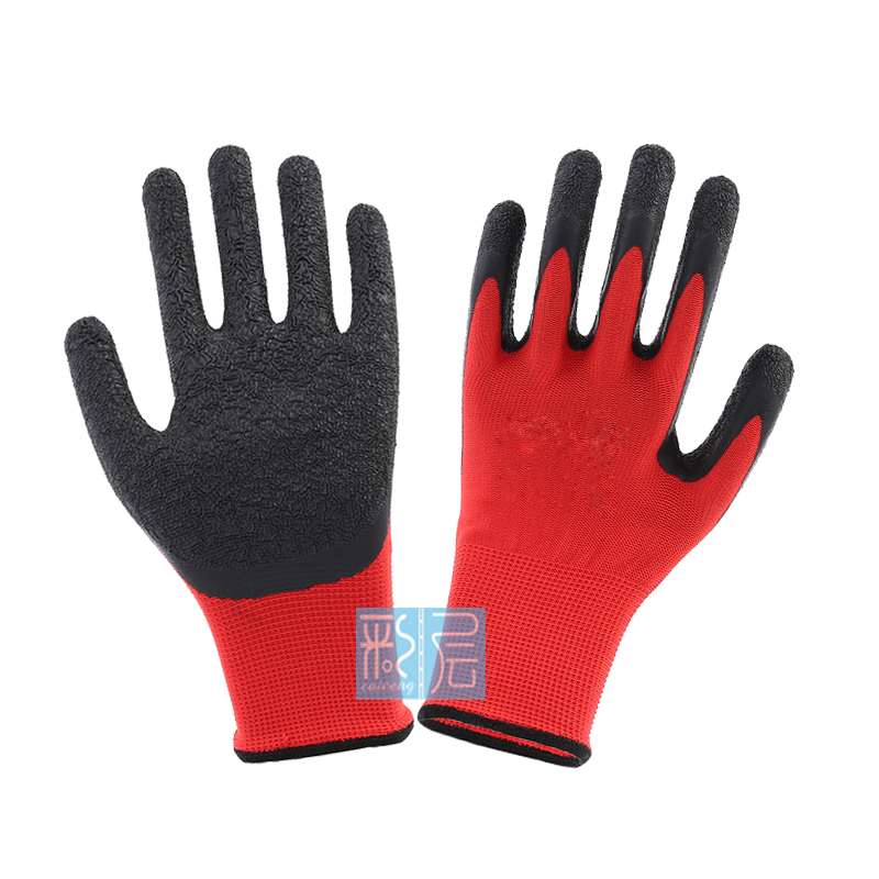 Thirteen Needle Nylon Latex Wrinkle Gloves Anti-Slip Wear Construction Site Glass Factory Labor Protection details Picture