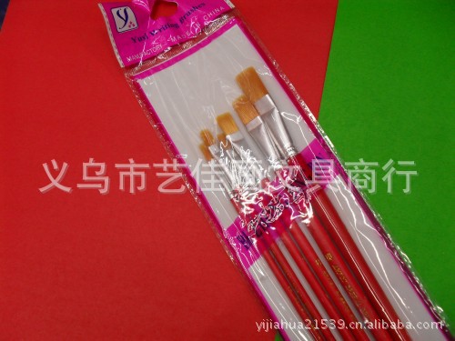 厂家直销特价6支套长红杆油画笔学生绘画用品儿童用品