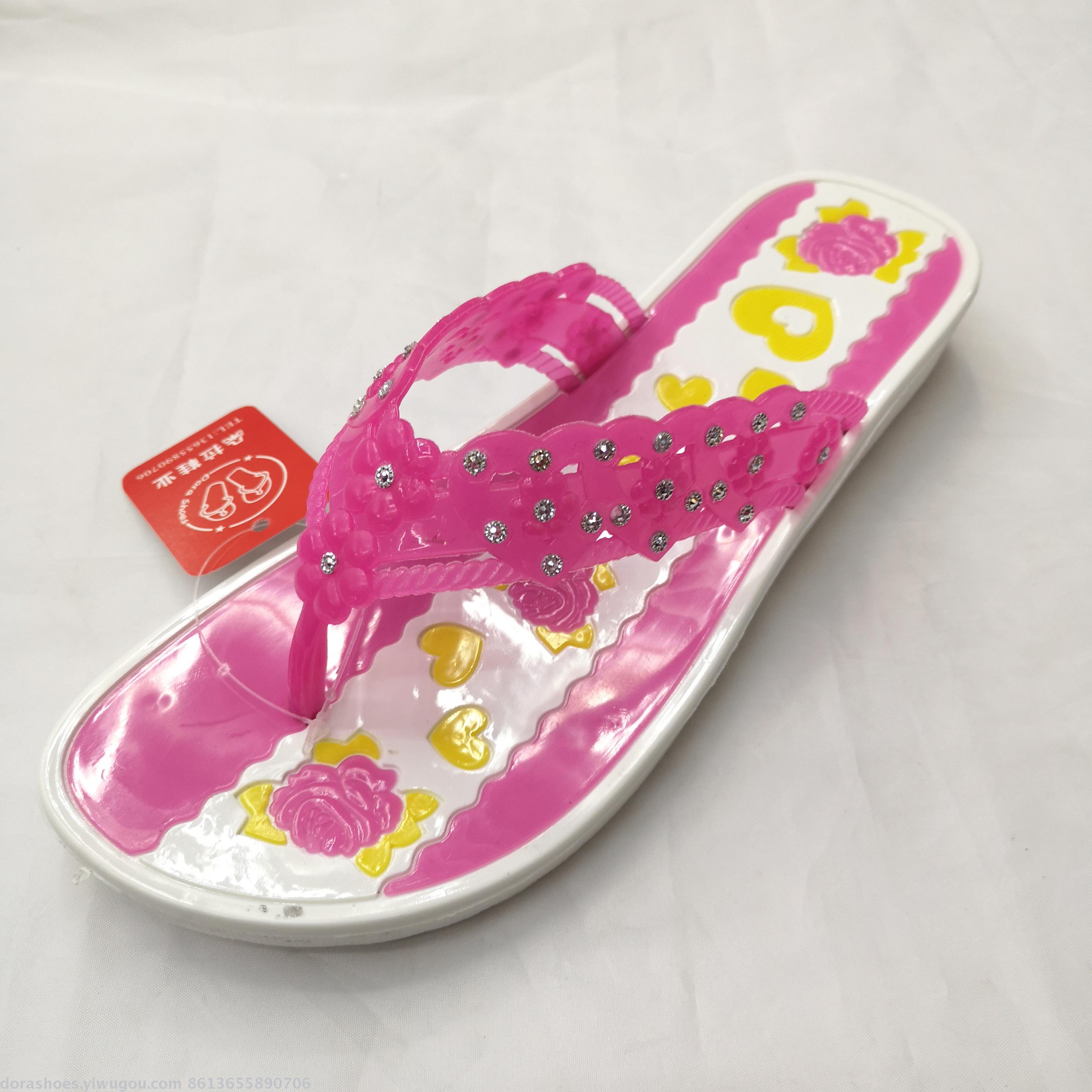 Diamond flip flops Crystal midsole high heels pvc blow up slippers flowers