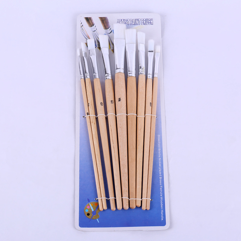艺佳画 品牌单色尼龙毛 学生绘画笔9支装笔刷 厂家直供