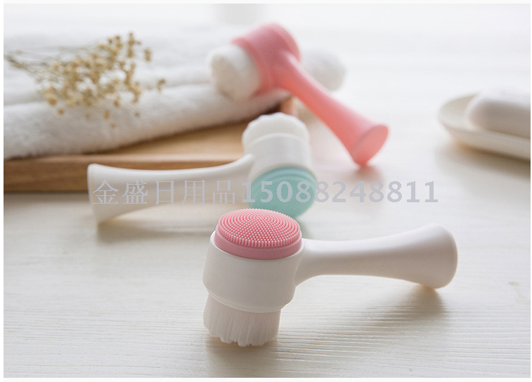 3D双面洗脸刷软毛硅胶洗脸仪家用手动洁面刷洗脸神器深层清洁毛孔产品图