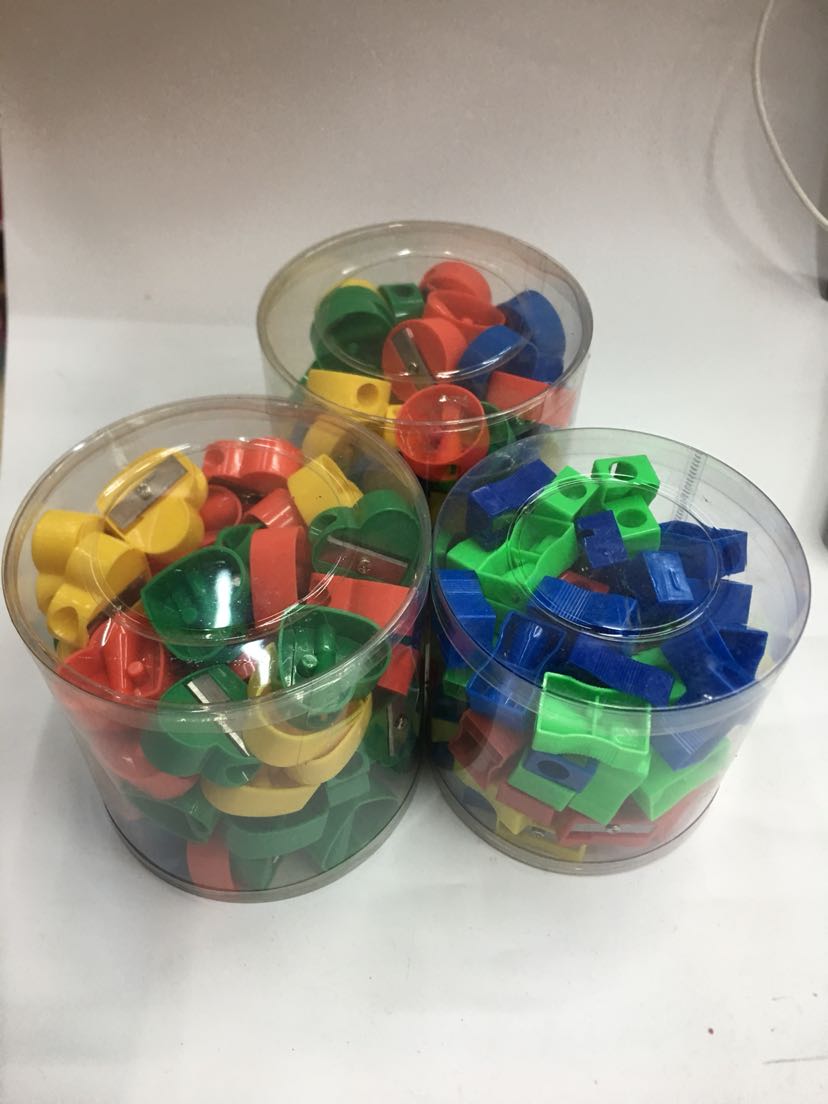 卷笔刀，心形，圆形，方形，72个PVC桶装图