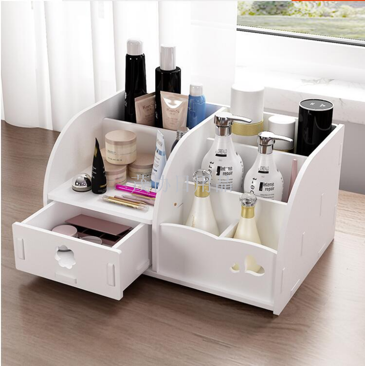 Desktop cosmetics storage box Wooden mini dresser simple skincare products storage box storage shelf for home use