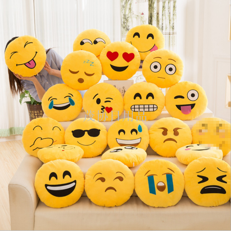QQ emoji pillows, wechat emoji pillows, anime merchandise, emoji creative plush toys, figurines, event gifts, only for foreign trade and export, only for foreign trade and export