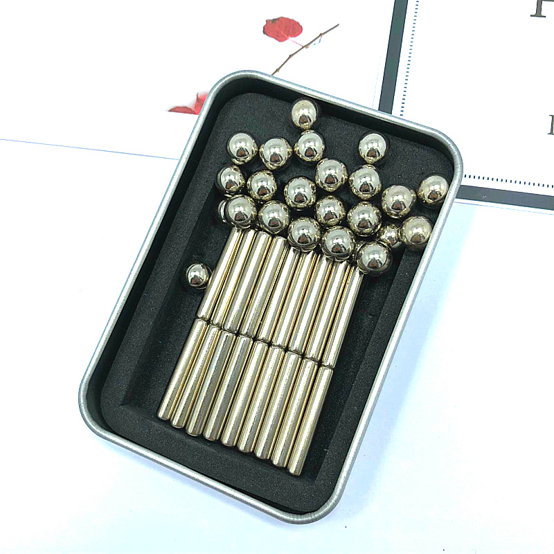 金属磁铁积木巴克球磁力棒加球组合铁盒套装益智玩具细节图