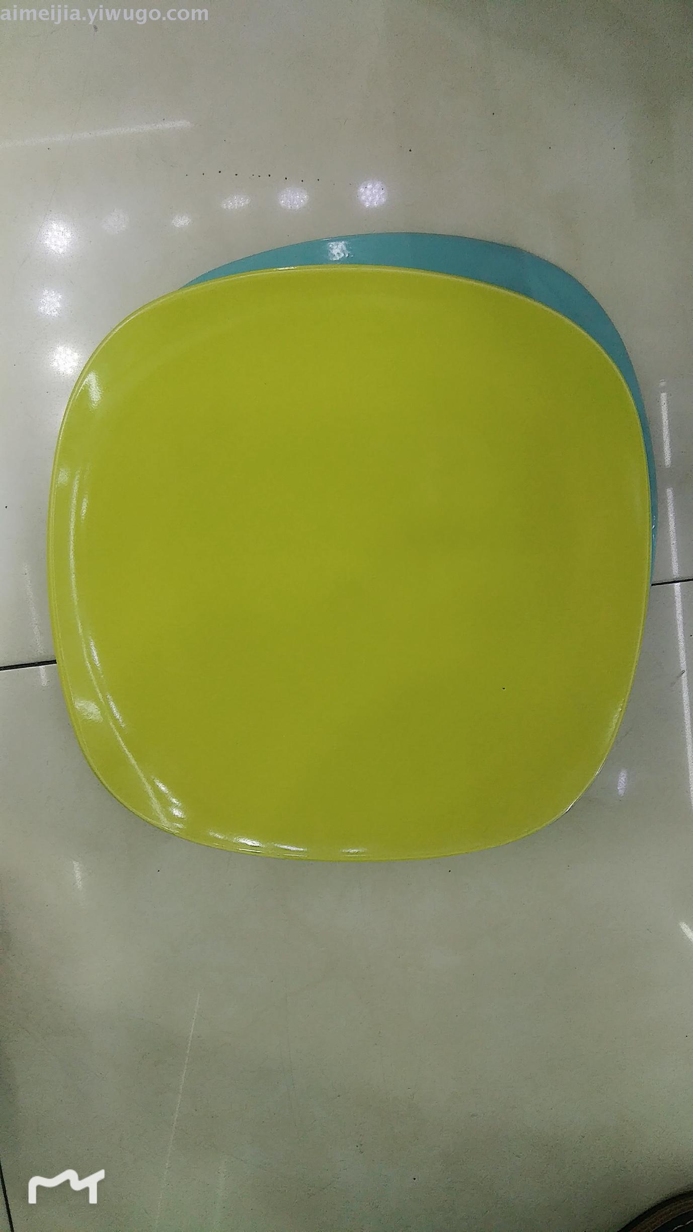 A 12-inch colored glazed square plate details Picture