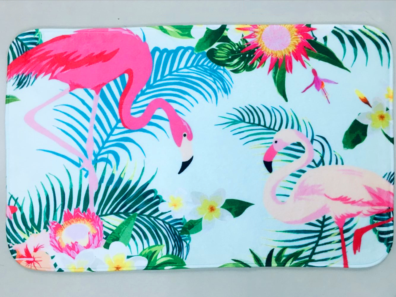 New thin, pointed-bottom flannel printed mat, flamingo pattern floor mat, digital printed floor mat, door mat and kitchen mat full figure
