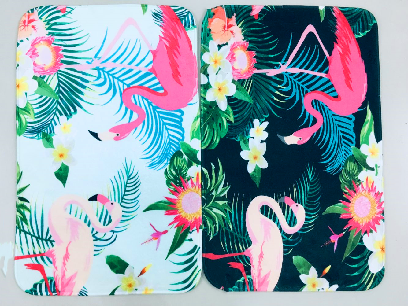 New thin, pointed-bottom flannel printed mat, flamingo pattern floor mat, digital printed floor mat, door mat and kitchen mat Specification drawing