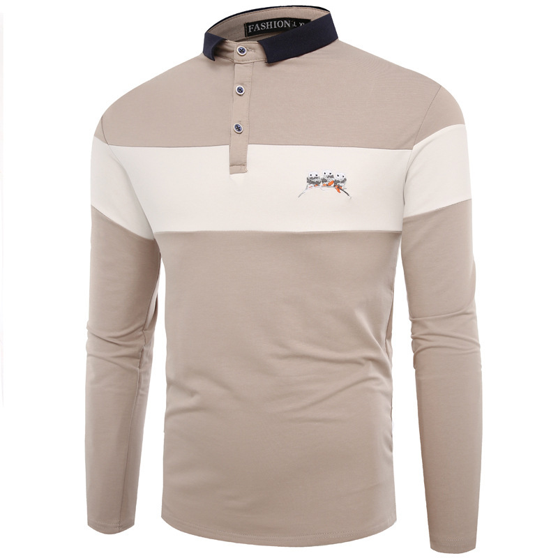 European and American autumn and winter men's lapel long-sleeved POLO shirts, men's slim-fit T-shirt base layer men polo shirts Application Scenario