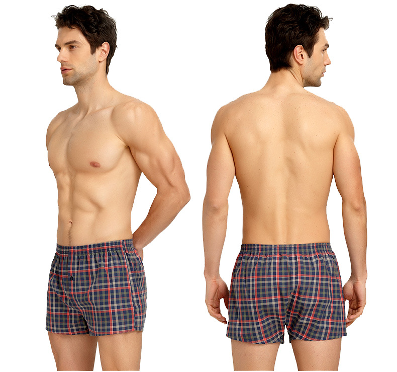 优帛伦男士阿罗裤平角宽松内裤格子短裤休闲明星热裤家居大裤衩细节图