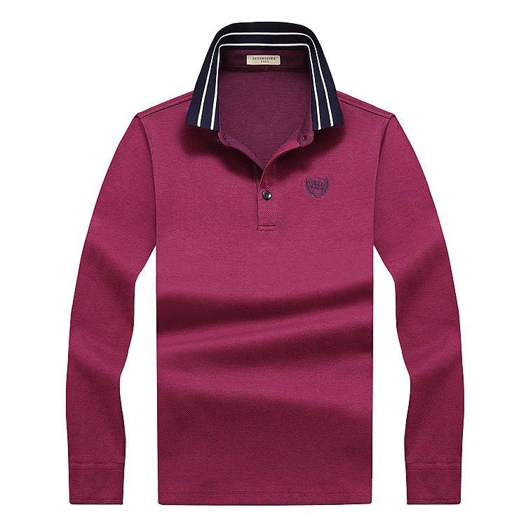 Autumn and winter solid color business men's long sleeve poloT shirt middle age zipper ribbed stand collar cotton long sleeve base shirt men