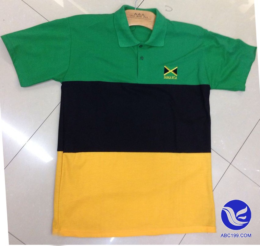 Polo golf wear men's short-sleeved T-shirt National flag T-shirt Patriotic horizontal stripes customized