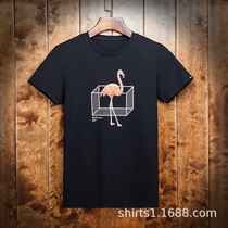 2018 summer new Korean version of fashion casual men's round neck micro elastic T-shirt youth trend slim-fit short-sleeved T-shirt