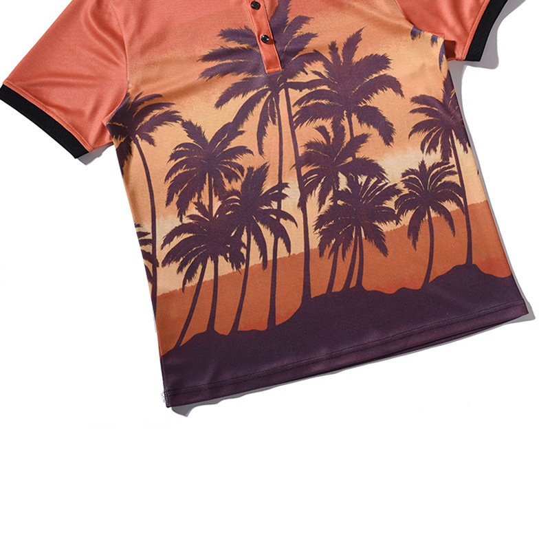 The 2018 summer new 3D creative coconut grove landscape printed polo shirt is a fashionable and trendy men's POLO Application Scenario