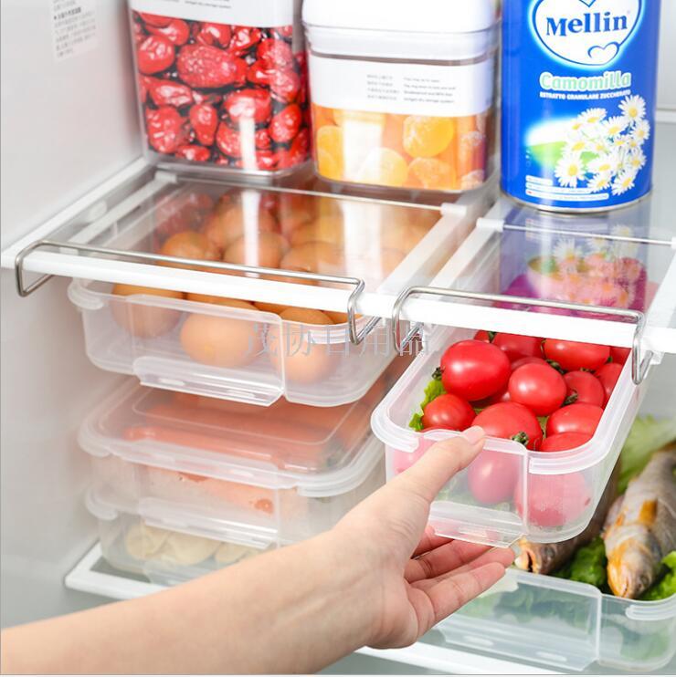 Pull-out refrigerator storage boxes wholesale sealed plastic storage boxes kitchen sorting transparent storage shelves