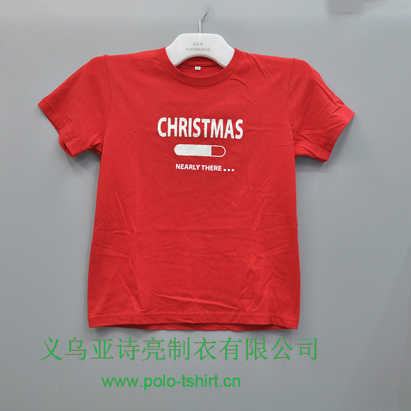 夏季阿里巴巴童装纯棉短袖卡通可爱印花圣诞t恤广告衫文化衫定制