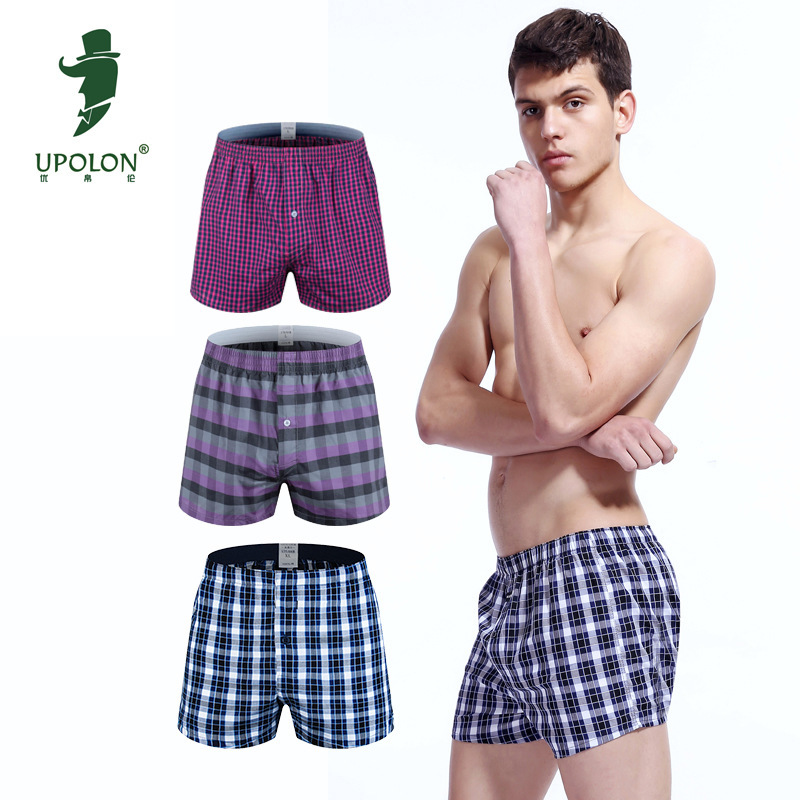 Ultralow pants woven boxers 100% cotton checkered boxers Hot pants Fashion home big shorts