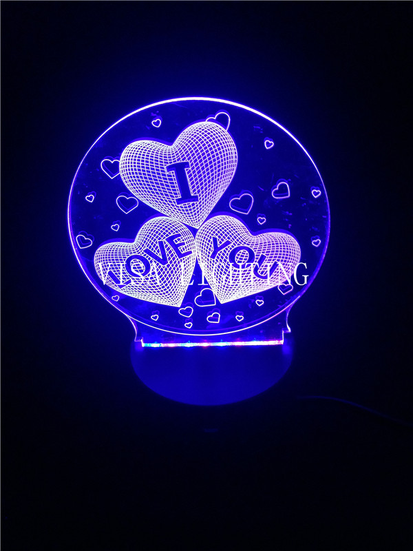 3D night light three-position switch touch USB power supply I LOVE U led seven-color light Specification image