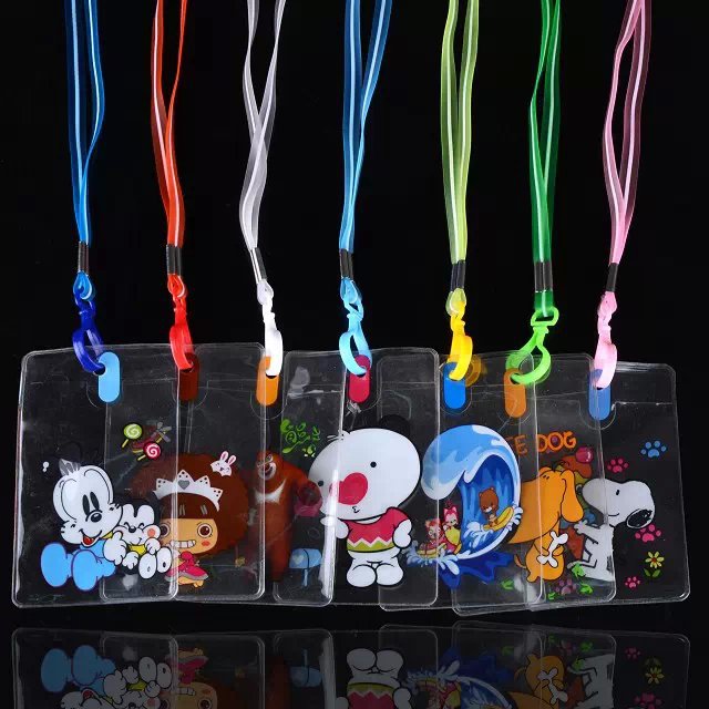 学生卡套挂脖长绳 可爱韩国卡包 胸卡套透明卡通带卡套批发
