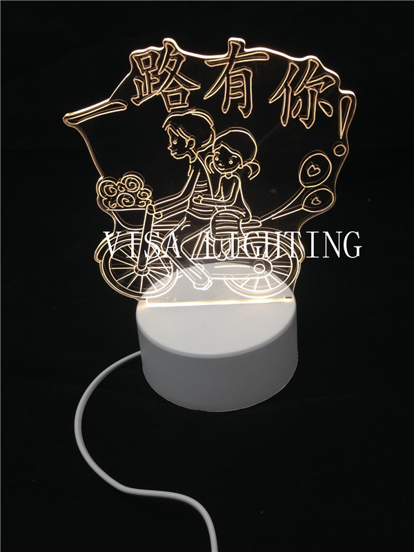 3D night light, three-position switch, touch USB power supply, led seven-color light