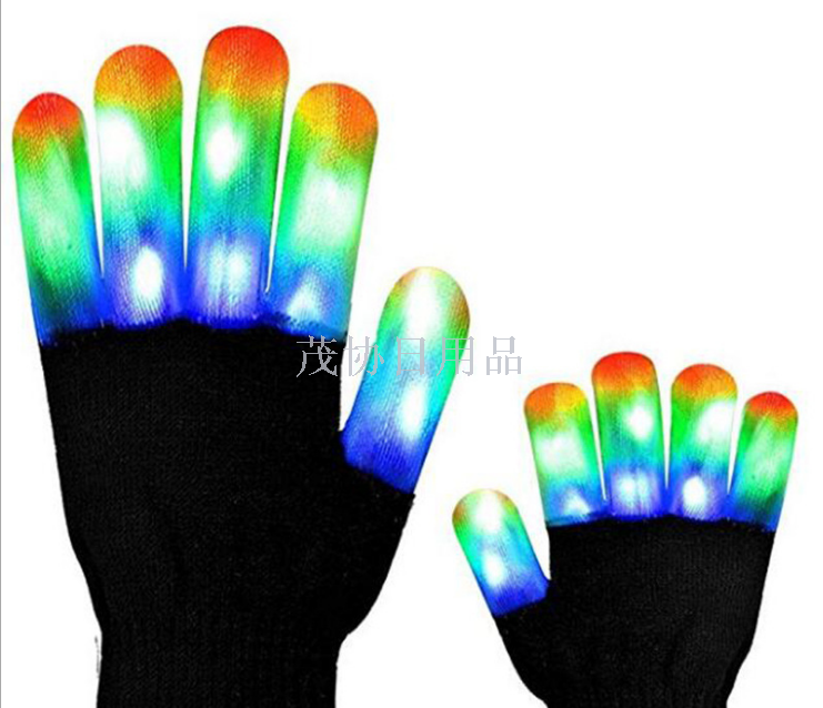 Led light gloves stage performance gloves colorful costumes props bright LED light Halloween Christmas supplies