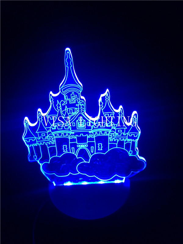 3D Castle Night light with three-position switch touch USB power supply led seven-color light details Picture