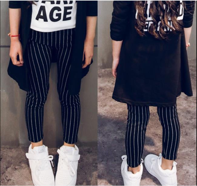 New children's leggings a generation of girls vertical striped leggings nine quarter pants