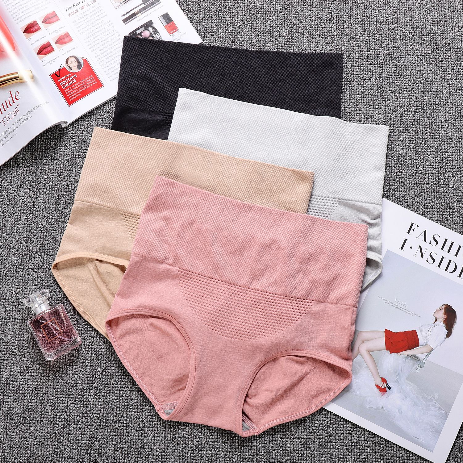 Autumn/winter new Japanese 3D massage high waist beehive palace pants belly in high elastic cotton seamless women's triangle panties thumbnail