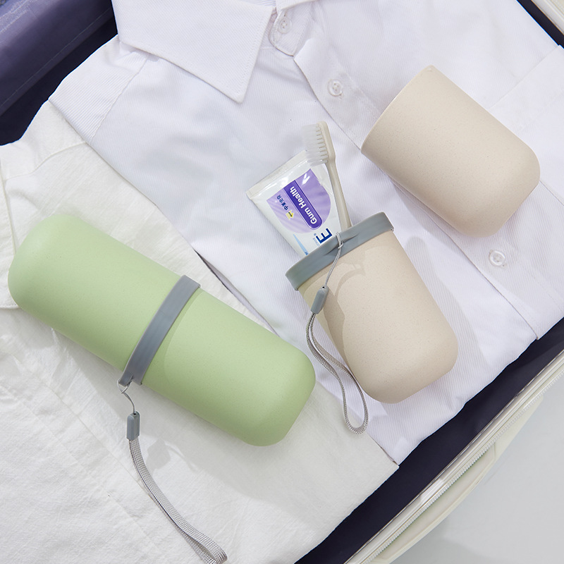 竹纤维环保牙刷盒便携收纳旅行洗漱杯创意洗漱套装户外出差漱口杯