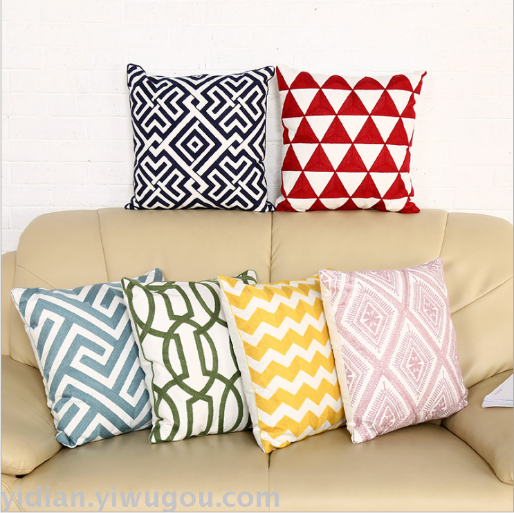 Hundred million points Of Japan and South Korea hot selling creative embroidery pure cotton pillow upholstery home upholstery pillow back (excluding core) thumbnail