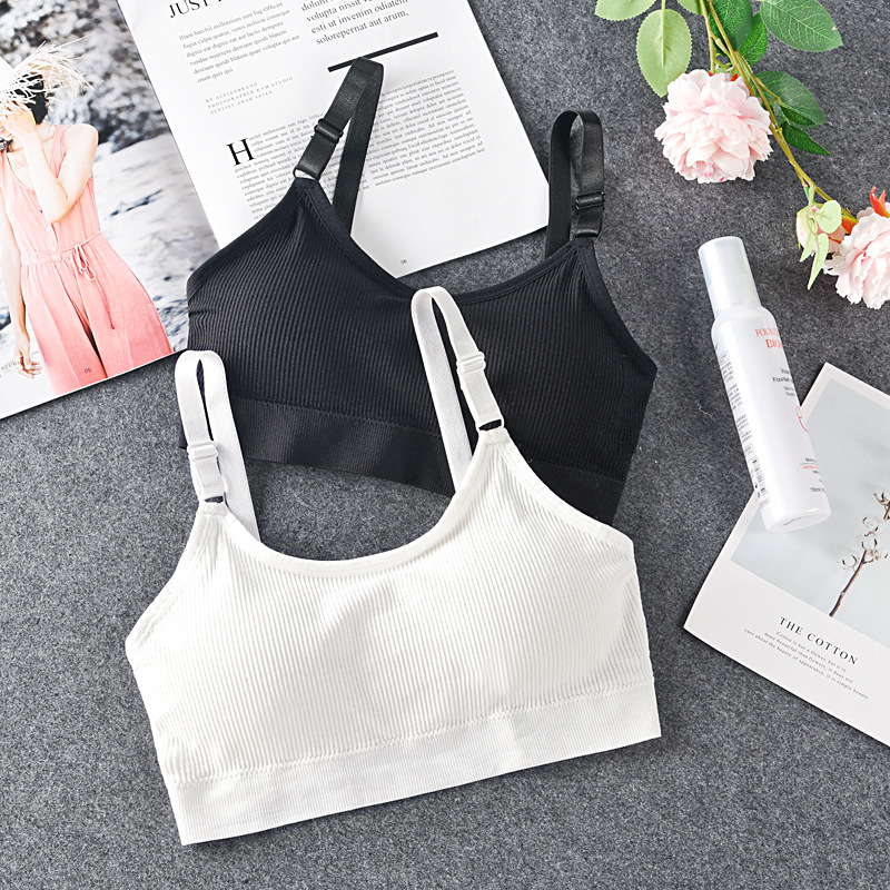 New Seamless Threaded Women's Sports Bra With Bra Pad Back Wrap Adjustable Strap Vest details Picture
