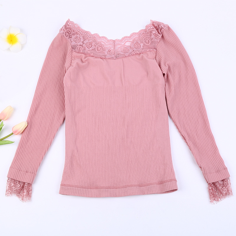 Autumn/Winter 2018 Stretch Stretch Stretch Thick Seamless Long Sleeve Warm Top For Women With A Draw-In Bottom Lace Neckline Underwear Specification drawing