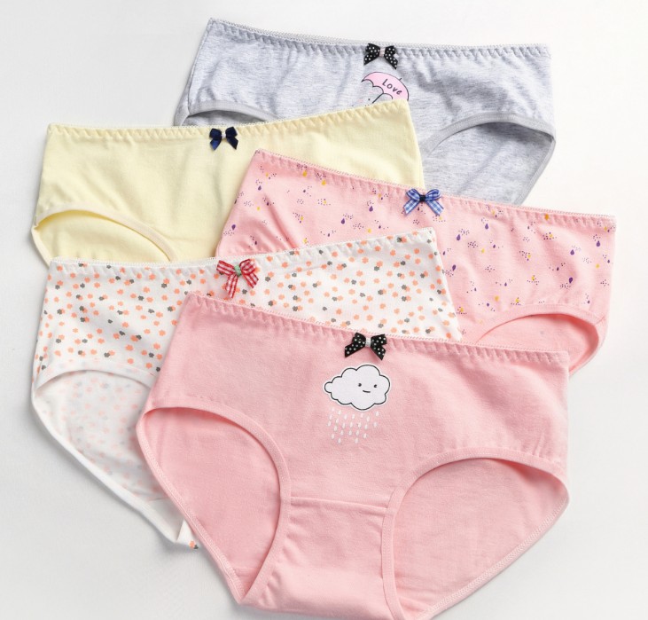 Women's panties cotton mid-waist triangle panties women plus size cotton cute students