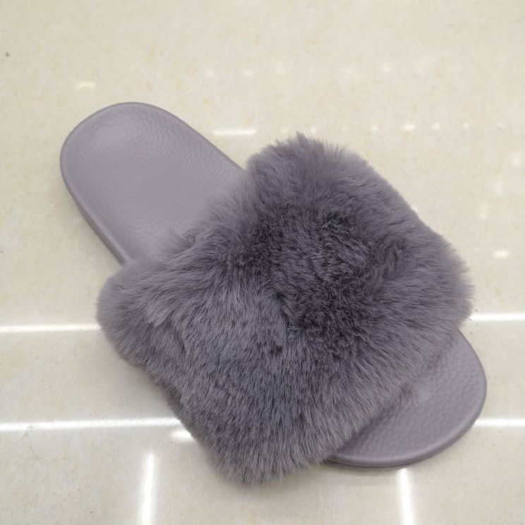 Fox hair drag Europe and America popular women's slippers cotton drag fashion women's slippers