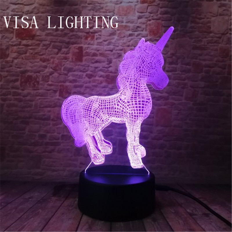 3d Unicorn stereoscopic desk lamp, led night light, plug-in bedroom bedside lamp, creative gift Specification image