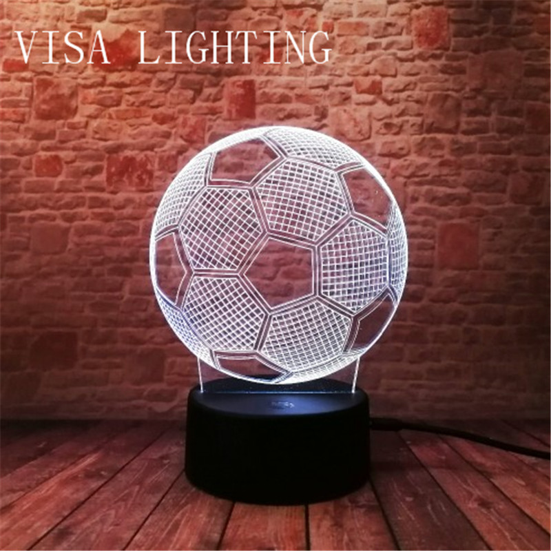 3d足球小夜灯视觉触摸七彩渐变新奇照明家居装饰灯产品图