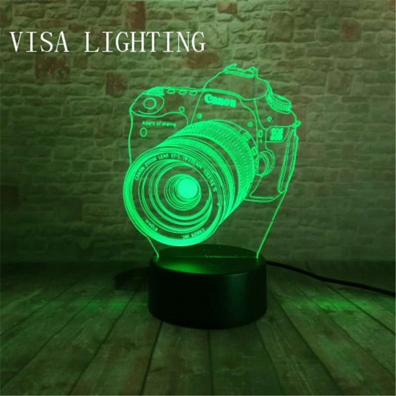 3d camera, stereoscopic desk lamp, led night light, plug-in bedroom bedside lamp, creative gift details Picture