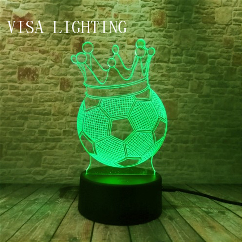 3d Football Crown stereoscopic table lamp, led night light, plug-in bedroom bedside lamp, creative gift details Picture