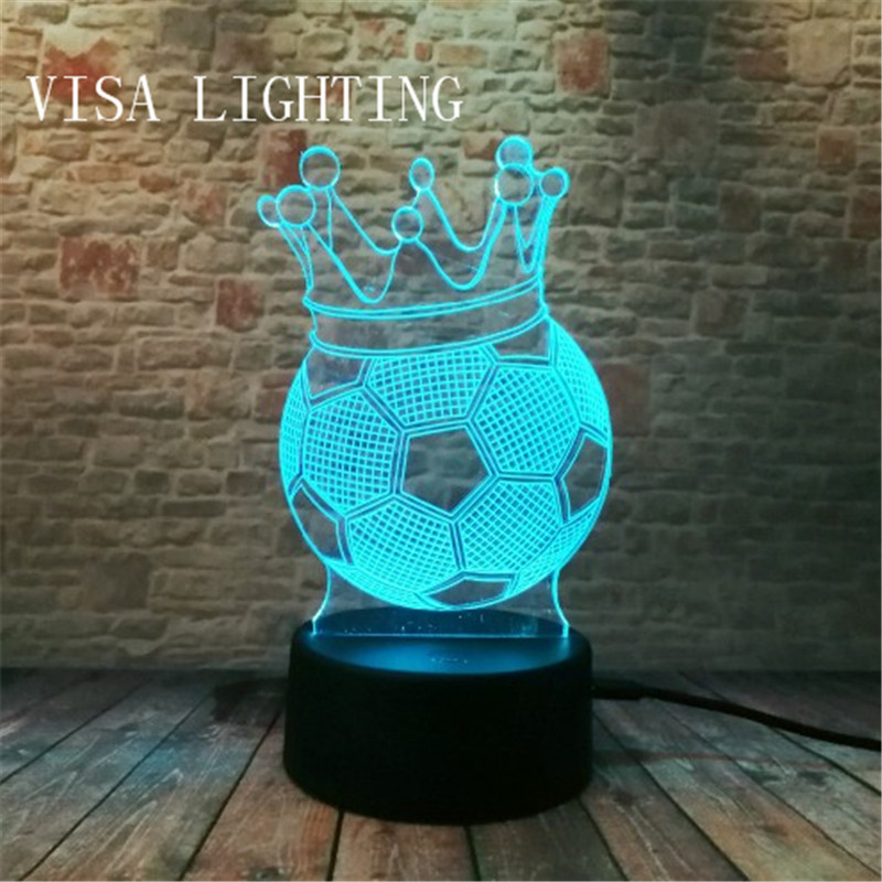 3d Football Crown stereoscopic table lamp, led night light, plug-in bedroom bedside lamp, creative gift Specification image