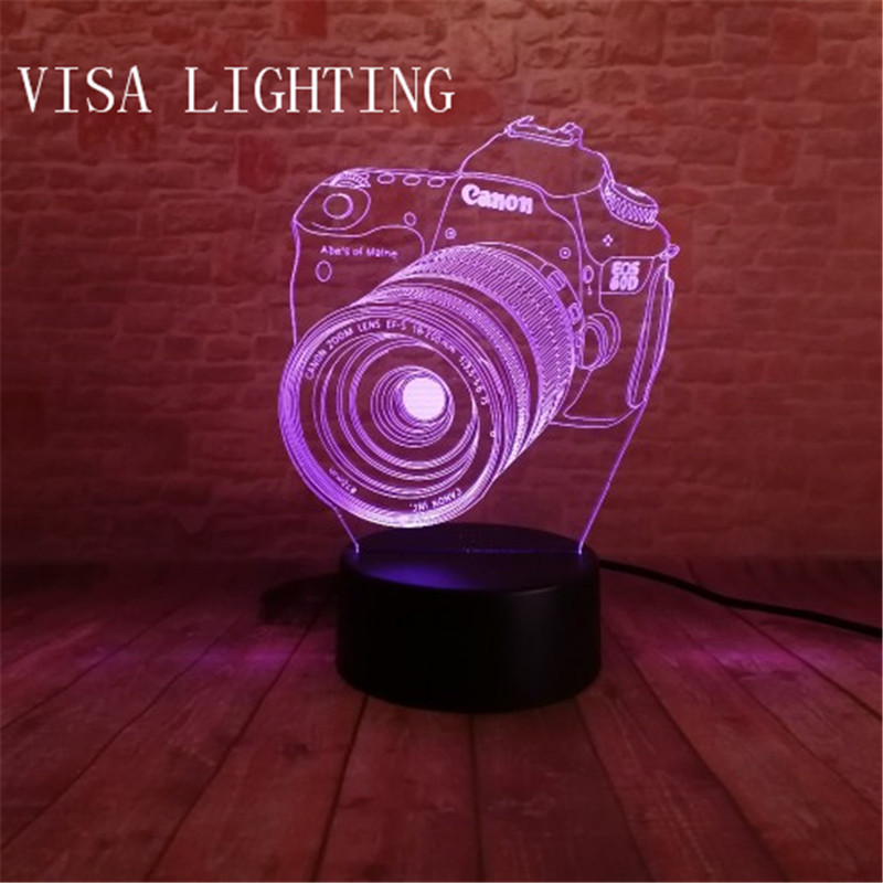 3d camera, stereoscopic desk lamp, led night light, plug-in bedroom bedside lamp, creative gift