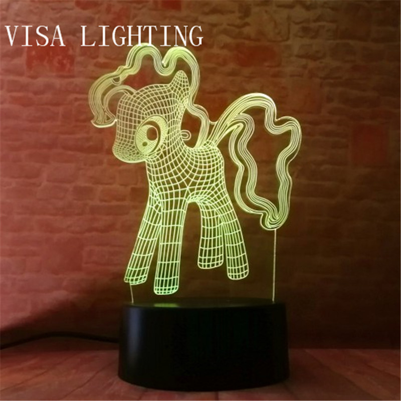 3d小马立体台灯led小夜灯插电卧室床头灯创意礼物