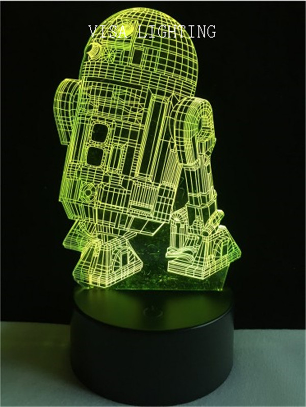 3d Star Wars robot Night light Visual touch seven-color gradient novel lighting home decoration light details Picture